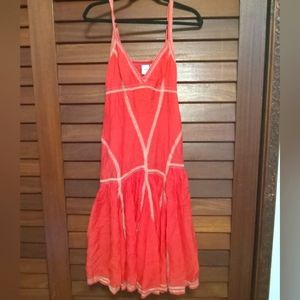 Armani Exchange red dress with gold embroidery